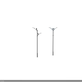Silver Pole Outdoor Lights with Multiple Arms White Lamp Heads and Blue Decorative Elements