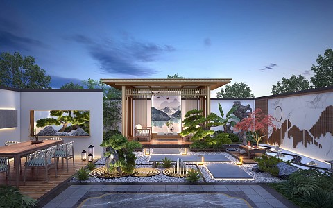 New Chinese Courtyard Landscape 3d model