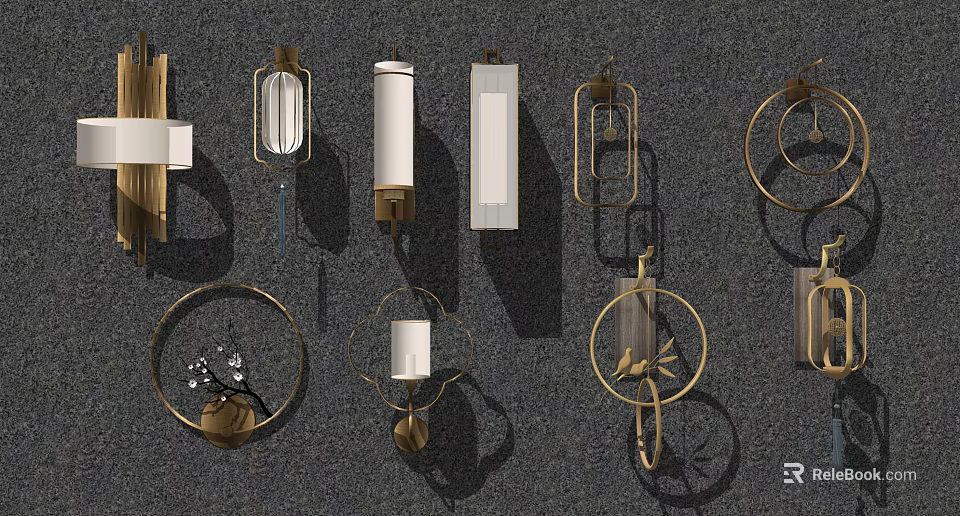 Modern Decorative Wall Lamps With Various Metal Frames And Creative Shapes 3d model 