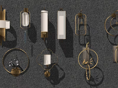 Modern Decorative Wall Lamps With Various Metal Frames And Creative Shapes 3d model