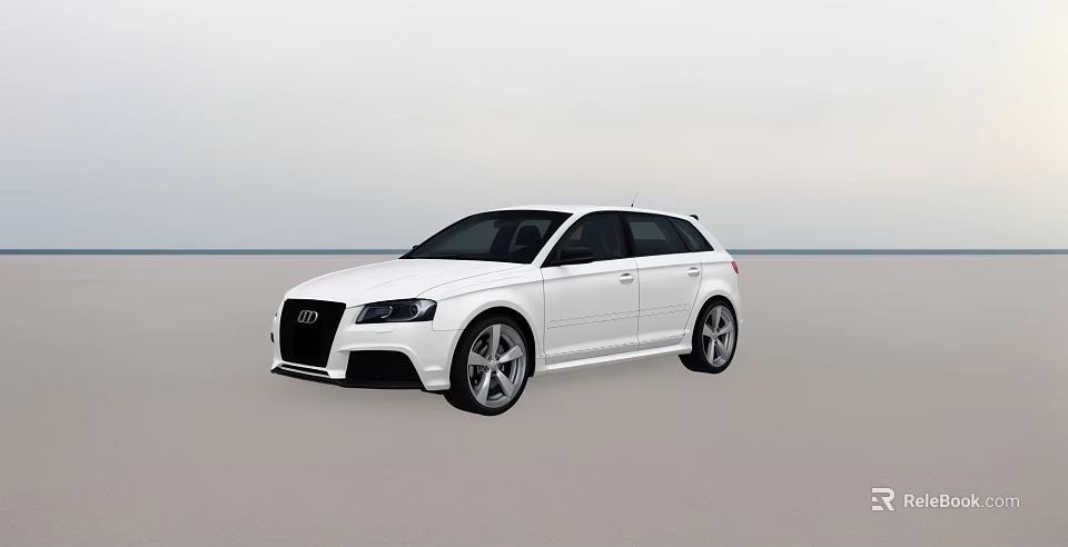 White Audi Hatchback Car Featuring Modern Exterior Design And Alloy Wheels 3d model 