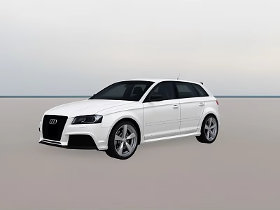 White Audi Hatchback Car Featuring Modern Exterior Design And Alloy Wheels 3d model