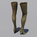 Elegant Beige Textured Over The Knee Boots With Stiletto Heels Fashion Footwear