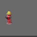 Red And Yellow Fire Hydrant With Leaking Water Drops On Gray Background
