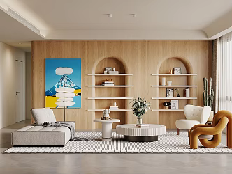 Modern Living Room Home Living Room Log Sofa Coffee Table Combination 3d model
