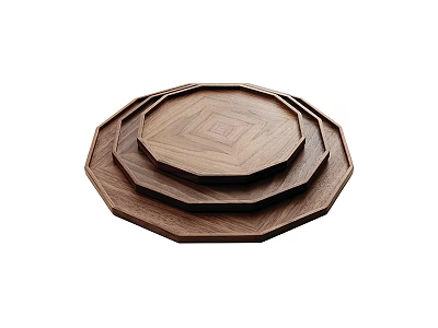 Ceramic Vessels Octagonal Stacked Design With Geometric Pattern Brown Texture Trays 3d model