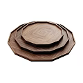 Ceramic Vessels Octagonal Stacked Design With Geometric Pattern Brown Texture Trays 3d model