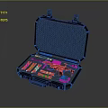 Open Tactical Weapon Case With Various Gun Components Tools And Accessories 3d model