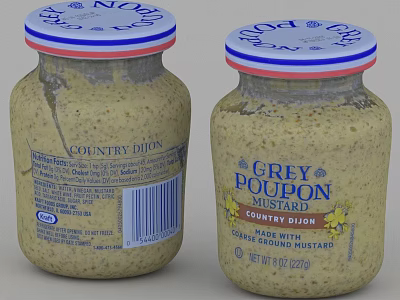 Grey Poupon Country Dijon Mustard Jars With Classic Labels And Authentic Flavor 3d model