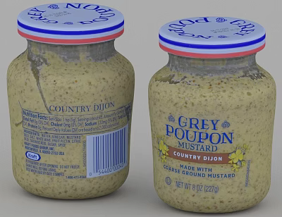 Grey Poupon Country Dijon Mustard Jars With Classic Labels And Authentic Flavor 3d model Grey Poupon Country Dijon Mustard Jars With Classic Labels And Authentic Flavor 3d model