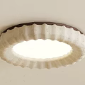 Round Cream Colored Ceiling Light With Scalloped Edge And Illuminated Center 3d model