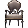 Classic Design Dining Chair With Carved Wooden Frame And Fabric Upholstered Seat
