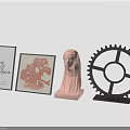 Modern Home Decor Furniture Including Picture Frames Pink Sculpture And Black Gear Decor