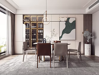 Modern dining table and chair combination 3d model