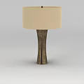 Modern Table Lamp With Cream Lampshade And Bronze Textured Base 3d model