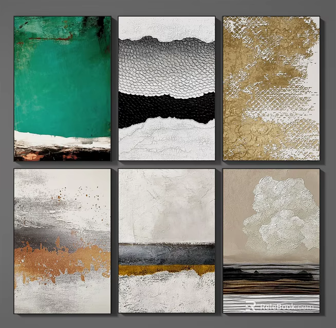 Abstract Wall Art Paintings With Various Colors Textures And Modern Design 3d model