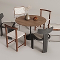 Middle style dining table and chair combination dining table dining chair chair 3d model