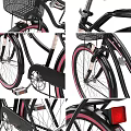 Stylish Black and Pink Bicycle with Front Wire Basket and Rear Rack
