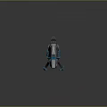Futuristic Mechanical Weapon Blue And Silver Multi Barrel 3D Model Detailed Reflective Surface Design