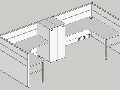 Modern Office Desk Workstation With Partition Drawers Cabinet And Power Outlets 3d model