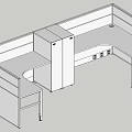 Modern Office Desk Workstation With Partition Drawers Cabinet And Power Outlets