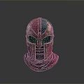 Ancient Fantasy Warrior Helmet With Copper Red Blue Metallic Face Mask And Red Scarf