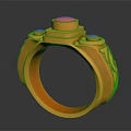 Exquisite Golden Jewelry Ring With Red Gemstones And Intricate Carved Design
