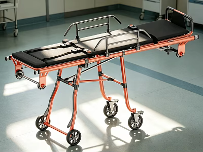Aluminum Frame Medical Stretcher With Wheels For Hospital Emergency Patient Transport 3d model