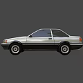 Classic White Two Door Car With Black Stripes And Alloy Wheels