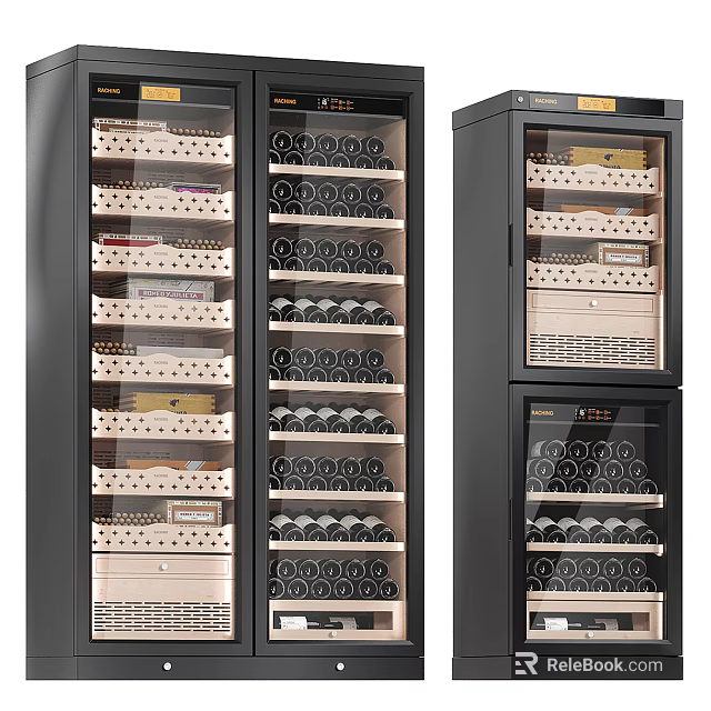 Stylish Modern Wine Cabinet Design With Glass Door And Wine Racks For Bottle Storage 3d model 