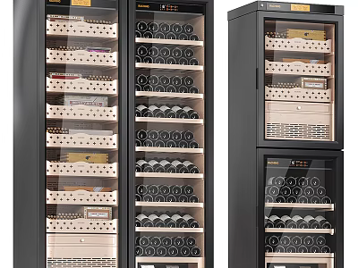 Stylish Modern Wine Cabinet Design With Glass Door And Wine Racks For Bottle Storage 3d model