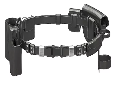 Black Tactical Utility Belt With Multiple Pouches And Adjustable Buckle 3d model