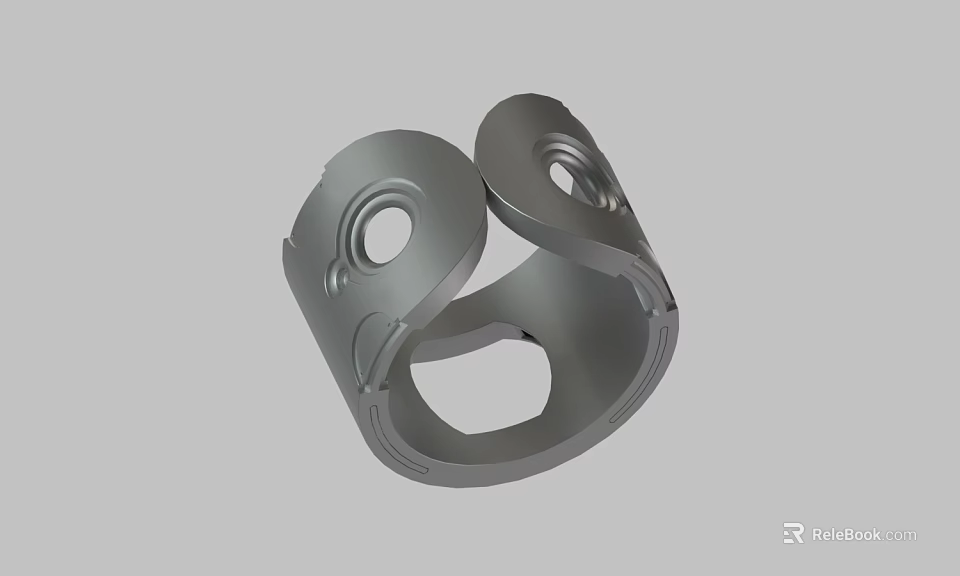 Gray Industrial Metal Mechanical Component With Circular Rings And Connecting Holes 3d model 