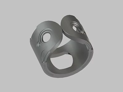 Gray Industrial Metal Mechanical Component With Circular Rings And Connecting Holes 3d model