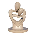 Abstract Beige Sculpture Of Two Hugging Figures Forming Heart Shape With Circular Base