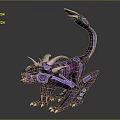 Game And Movie Fantasy Character Purple Pink Horned Mythical Beast With Long Tail And Patterns