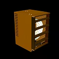 Brown Metal Industrial Enclosure With Vented Grilled Panels And Interior Structure Design