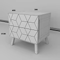 Modern Wooden Nightstand With Two Geometric Pattern Drawers And Slim Legs