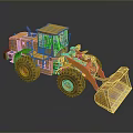 Yellow Construction Functional Vehicle With Front Loader Bucket And Large Tires 3d model