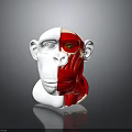 Monkey Head Model With Half White And Red Muscle Anatomy Yellow Eyes