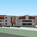 Modern School Building Design Featuring White Orange Exterior Multi storey Structure And Green Trees