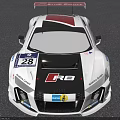 Audi R8 Race Car With White Black Livery Rear Spoiler Number 28 And Racing Team