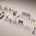 Sports Equipment Collection With Treadmill Dumbbells Barbells Weight Bench Smith Machine And Exercise Ball