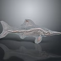 Transparent Fish Shaped Carved Sculpture With Detailed Texture And Reflection 3d model