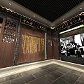 Traditional Chinese Exhibition Hall Interior With Wooden Decorations Display Cabinets And Lighting
