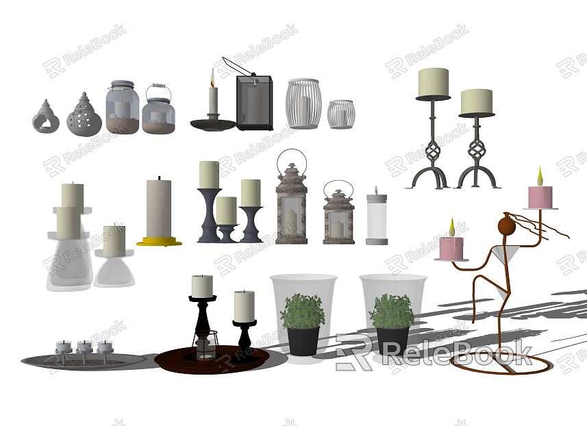 modern candle holder candle glass lamp ornaments model