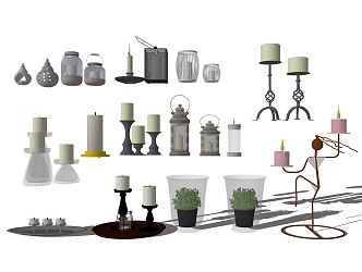 modern candle holder candle glass lamp ornaments 3d model