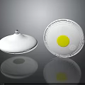 Two White Circular Spacecraft Components With Yellow Core And Textured Surface