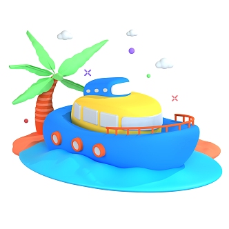 ship cruise ship cartoon ship 3d model