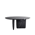 Modern Black Marble Round Dining Table Featuring Unique Base Design Structure 3d model